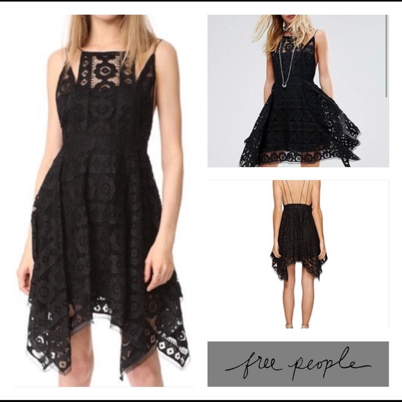 free people black crochet dress